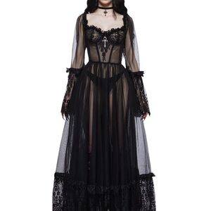 Dolls Kill DANCE WITH DEATH MAXI DRESS - BLACK